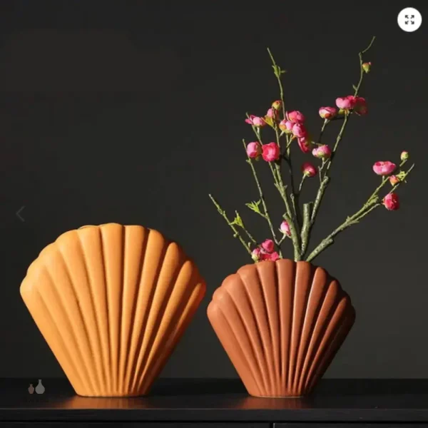 Vase coquillage artisanal, touche marine