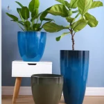 Pot de fleur bleu canard, design élégant