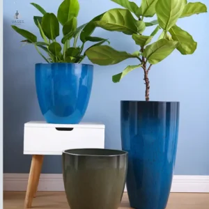 Pot de fleur bleu canard, design élégant