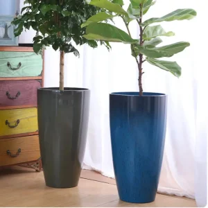 Grand pot décoratif en bleu canard