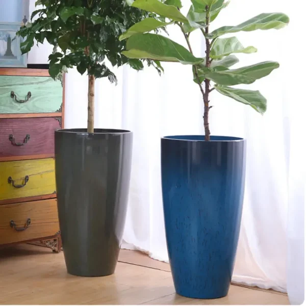 Grand pot décoratif en bleu canard