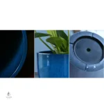Accessoire de jardin bleu canard, pot spacieux