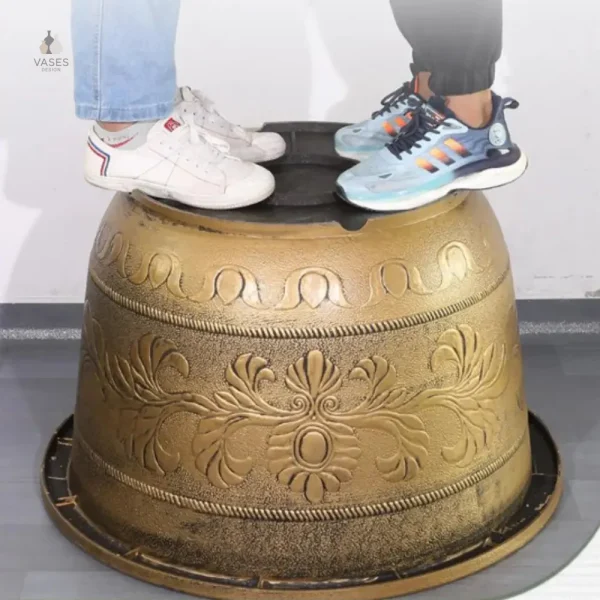Grand pot décoratif pour plantes, finition dorée