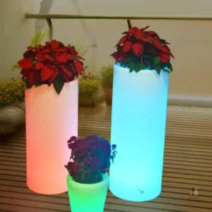 Grand pot de fleur lumineux pour jardin
