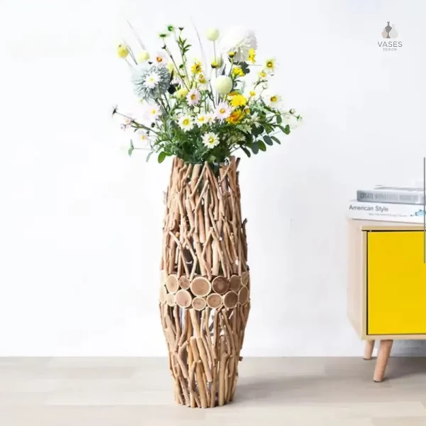 Vase en bois flotté, style contemporain
