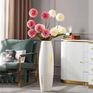 Grand vase blanc et doré élégant