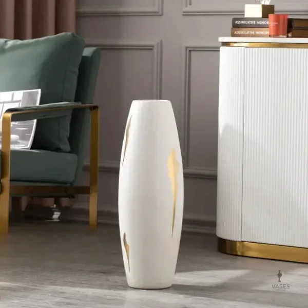 Vase de décoration intérieure en blanc et doré