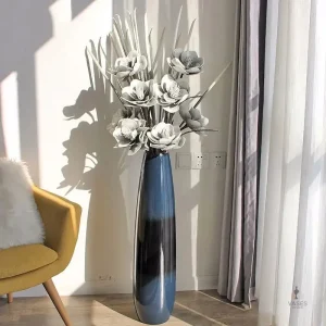 Grand vase bleu élégant en céramique