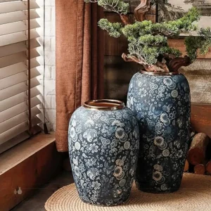 Vase bleu traditionnel chinois décoratif