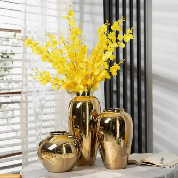 Grand vase déco doré