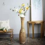 Vase en osier élégant pour fleurs séchées