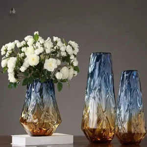 Grand vase en verre transparent, accessoire de style