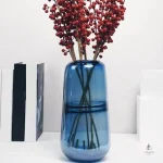 Vase décoratif bleu en verre pour fleurs