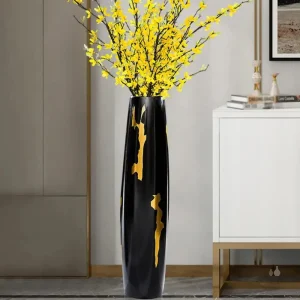 Vase noir en céramique, grand format pour bouquets