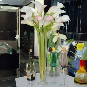 Vase en verre clair, grand format, idéal pour bouquets floraux