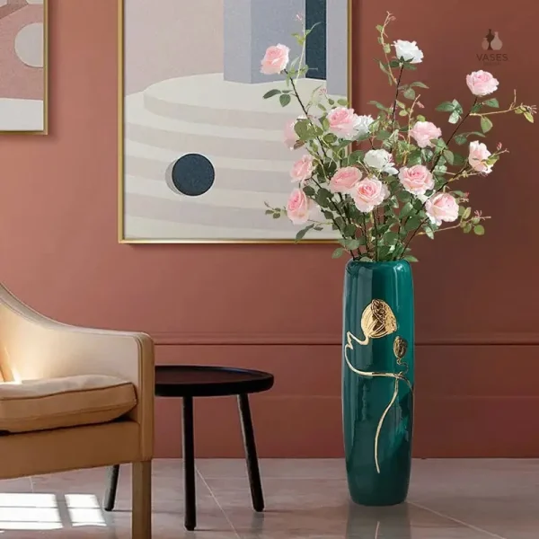 Grand vase vert élégant en céramique