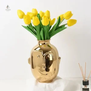 Vase visage design contemporain en porcelaine