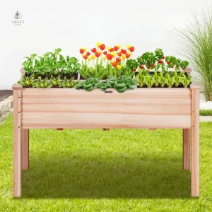Jardinière en bois sur pied design moderne
