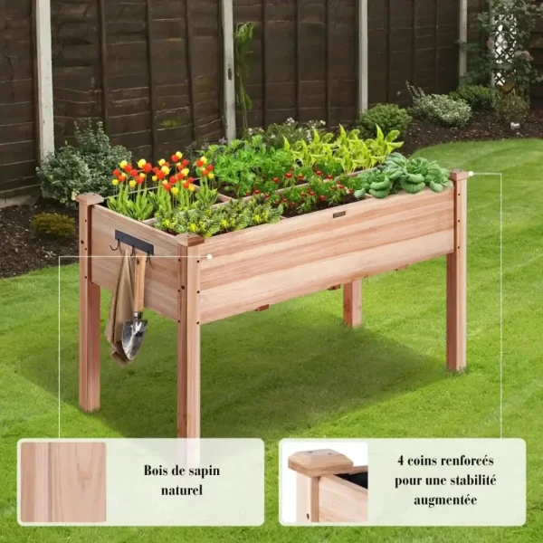 Jardinière sur pied en bois naturel pour plantes