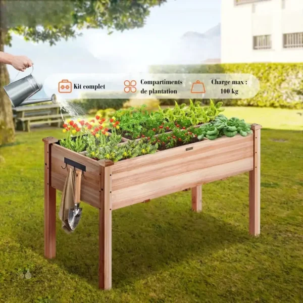 Support en bois pour jardinière surélevée