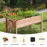 Accessoire de jardinage : jardinière en bois sur pied