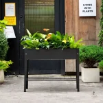 Jardinière sur pied en métal noir élégant
