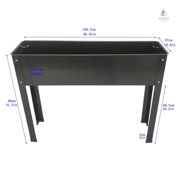 Jardinière sur pied métal noir pour décor extérieur