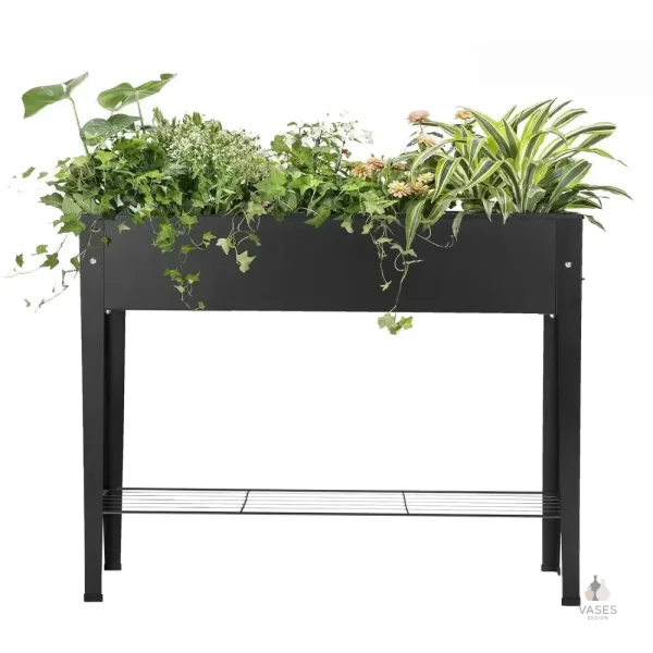 Support de jardinière noir surélevé pour décoration
