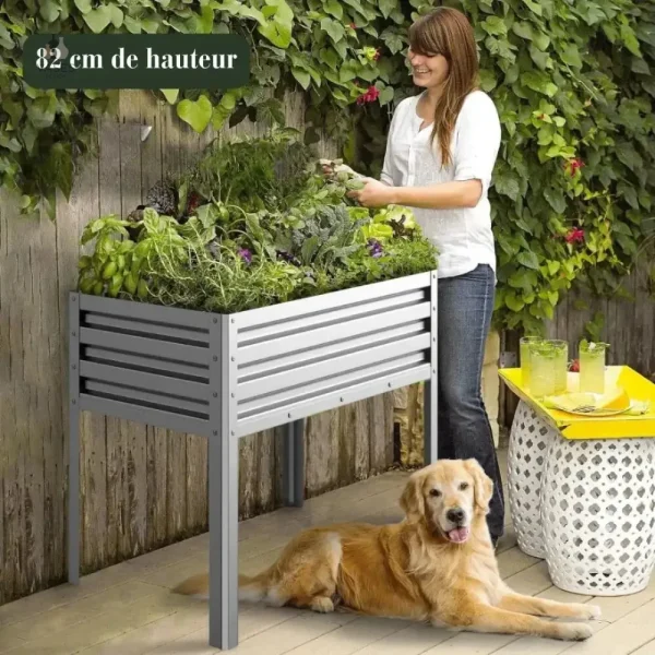 Jardinière rectangulaire sur pied en bois