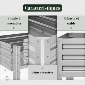 Jardinière rectangulaire sur pied, style élégant