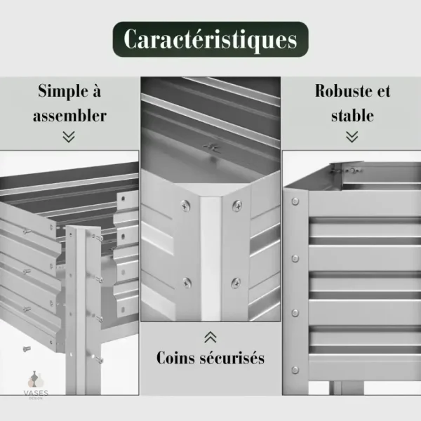 Jardinière rectangulaire sur pied, style élégant