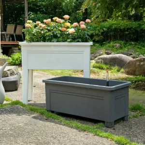 Jardinière sur pied en plastique, design moderne et pratique