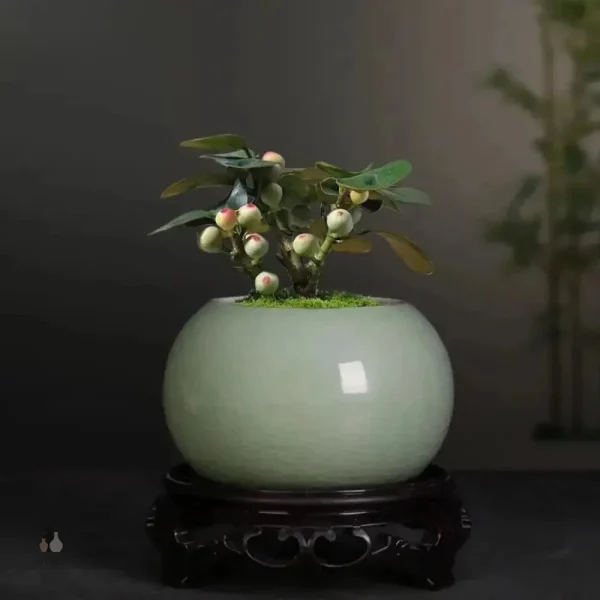 Petit pot rond en céramique pour plantes