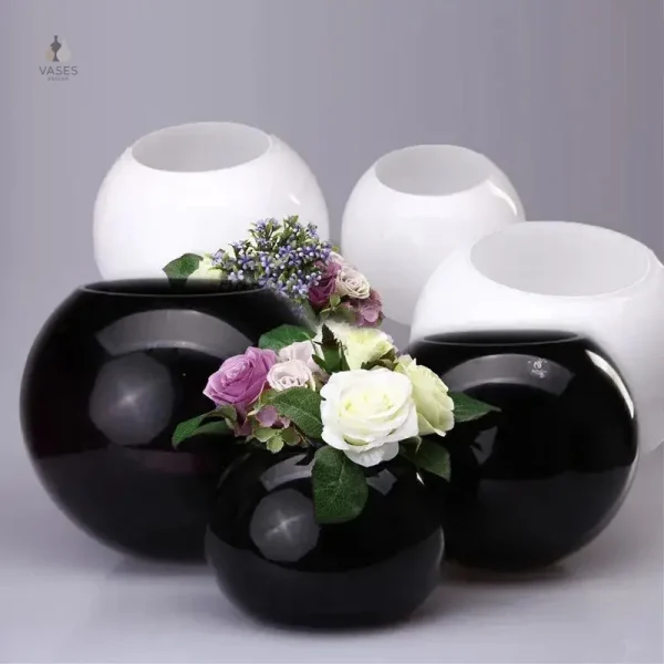 Petit vase boule en verre transparent pour décoration intérieure