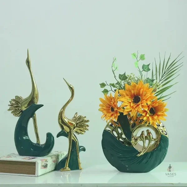 Vase moderne vert, accessoire de décoration tendance