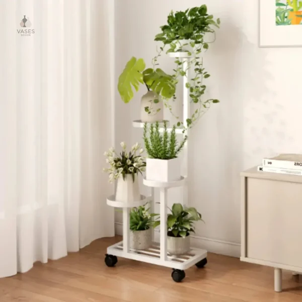 Support de plantes sur roulettes pour intérieur moderne