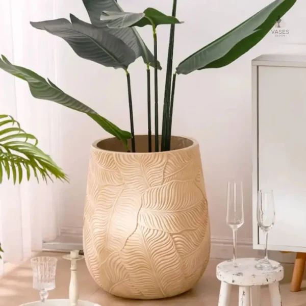 Pot de fleur élégant en teinte beige