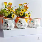 Pot de fleur chat en céramique décoratif