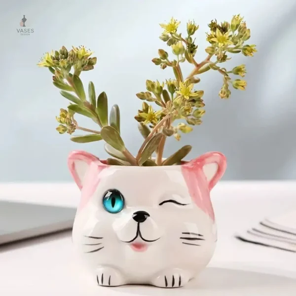 Vase chat pour plantes d'intérieur