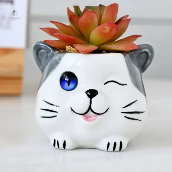 Pot à fleurs design chat original