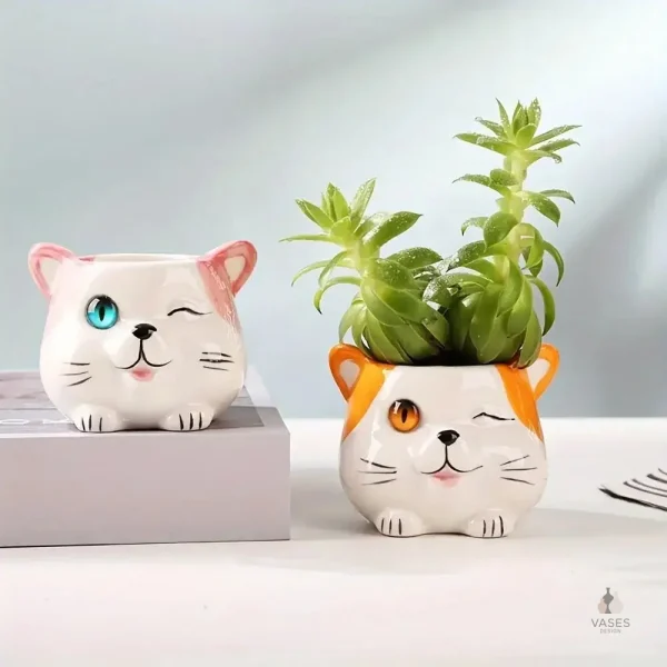 Pot de fleurs amusant en forme de félin