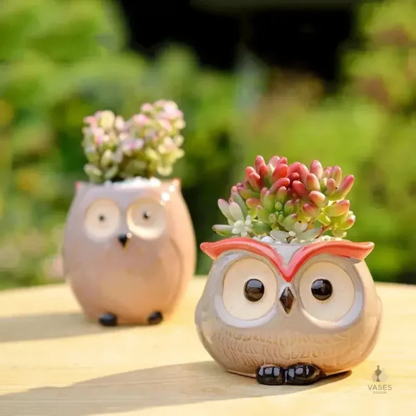 Pot de fleur hibou décoratif pour plantes d'intérieur