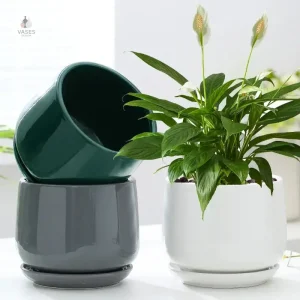 Pot de fleur moderne en céramique blanche
