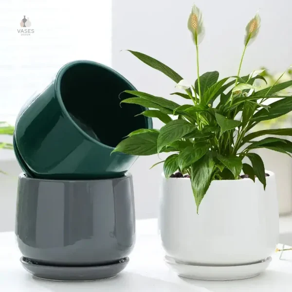 Pot de fleur moderne en céramique blanche