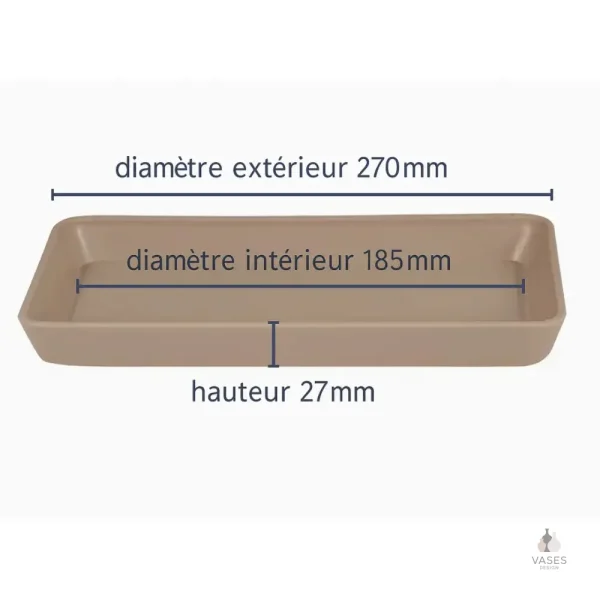 Accessoire de jardinage, soucoupe à fleurs rectangulaire