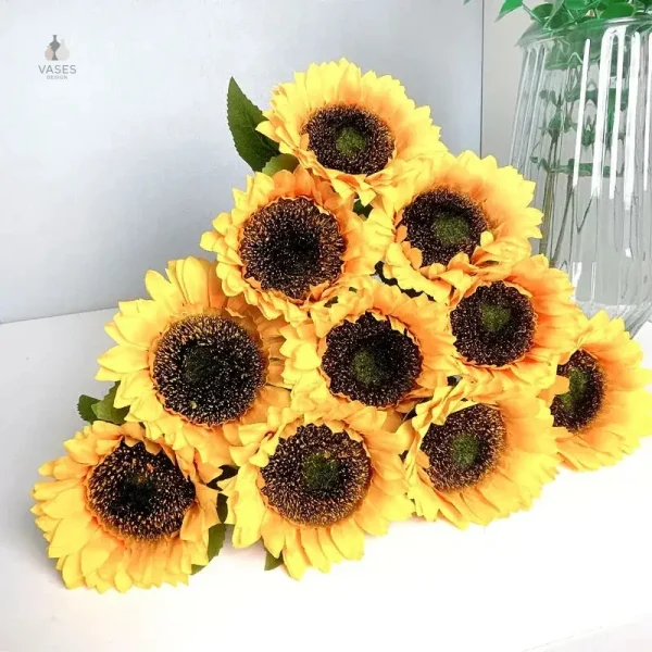 Tournesol décoratif en matériau synthétique, style naturel