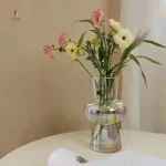 Vase en verre transparent pour arrangements floraux