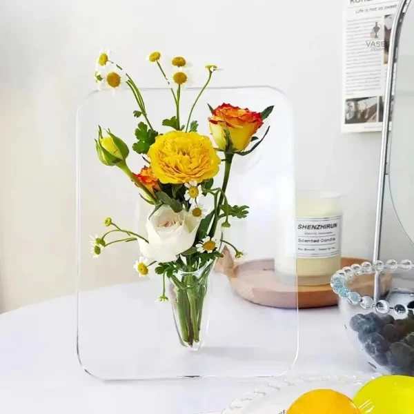 Vase transparent en acrylique pour décoration intérieure