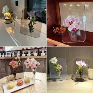 Vase acrylique clair au design épuré et minimaliste