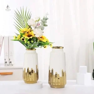 Vase moderne blanc avec accents dorés